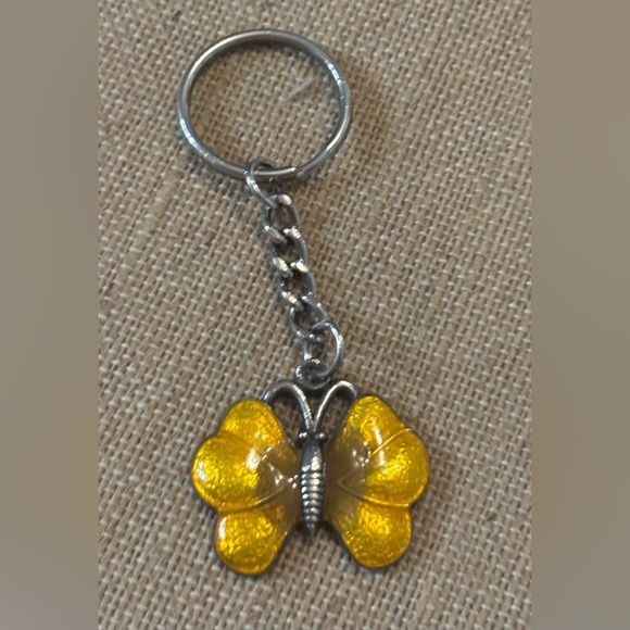 Enameled Yellow Butterfly Keychain - Picture 1 of 2
